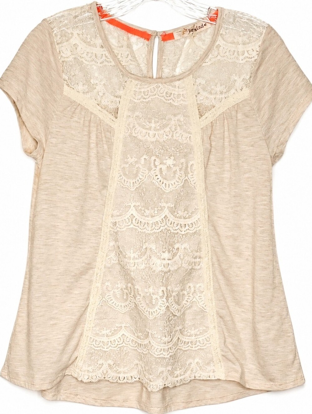 ❤️ LAST CHANCE SALE Rewind Lace Panel Blouse Medium Lace Short Sleeve Top Spring